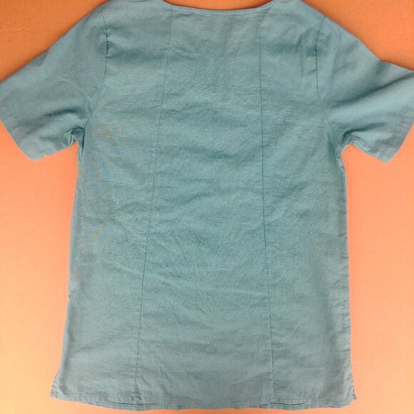 Bright blue embroidered short sleeve blouse top Medium - Picture 7 of 12